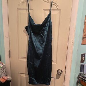 SHEIN Teal Satin Dress